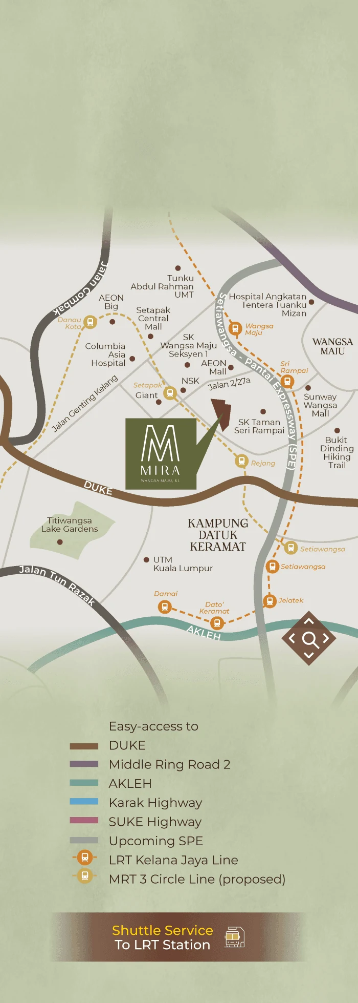 Location map showing Wangsa Maju and Sri Rampai connectivity
